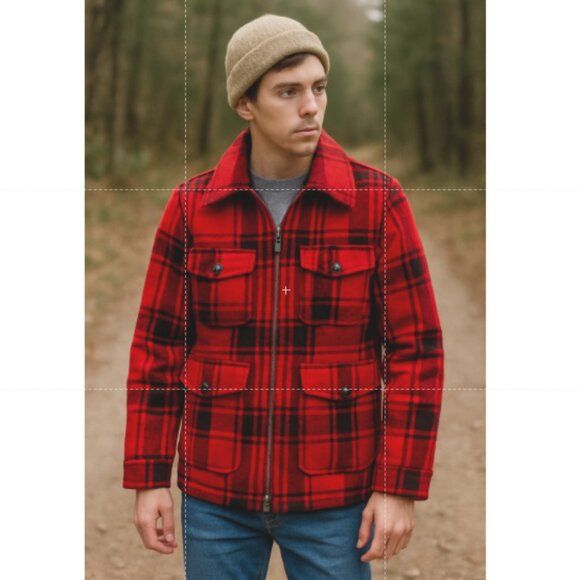 MELTON OUTER-WEAR MACKINAW SZ S Vintage 100% Wool Red Black Plaid Coat Lined - Picture 1 of 11